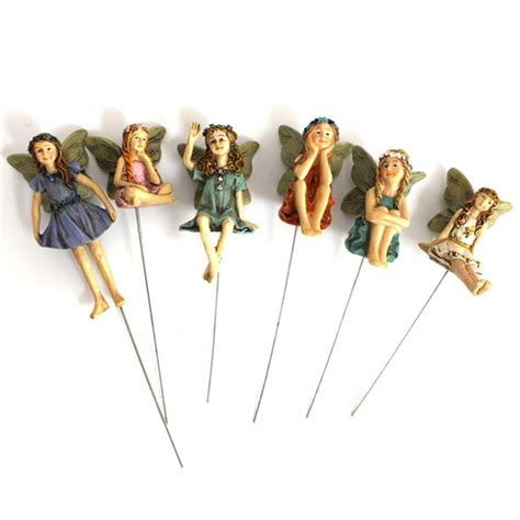 6pcs Miniature Fairies Figurines Flower Fairy Garden Resin Ornaments