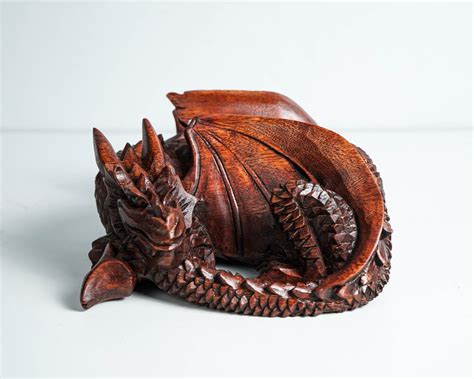 Sleeping Dragon Statue Dragon Sculpture Fantasy Animal Wood Etsy