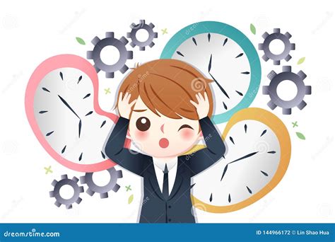 Businessman Busy With Time Stock Vector Illustration Of Passing