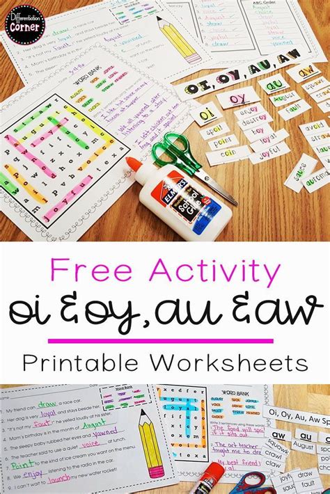 How to teach vowels using the oi oy digraphs worksheet, students fill in the blank with oi and oy words to distinguish between the two vowel sounds. Vowel Digraph (oy, oi, aw, au) Worksheets | Free phonics ...
