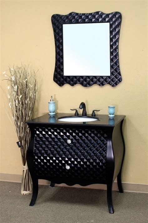 Update your bathroom with stylish and functional bathroom vanities, cabinets, and mirrors from menards®. 36 Inch Unique Black Single Sink Bath Vanity with Granite