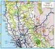 California Northern map with cities and towns, rivers and lakes