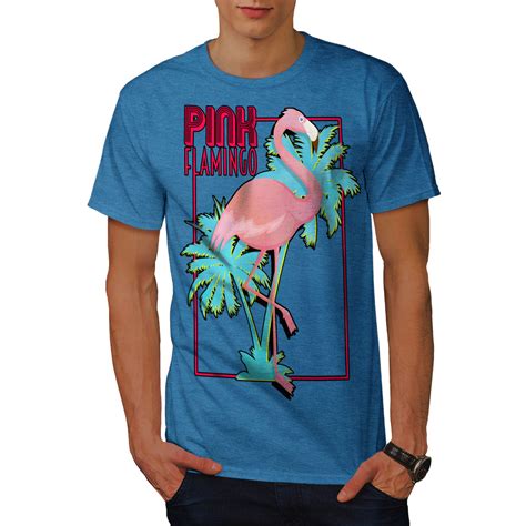 Wellcoda Pink Flamingo Island Mens T Shirt Tropical Graphic Design