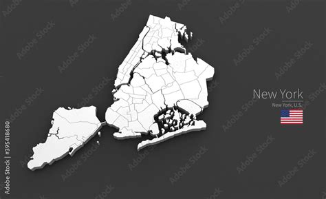 New York City Map 3d Map Series Of Cities In New York States Stock