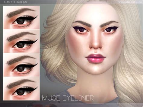 Winged Eyeliner With Natural Eyelashes In 4 Versions Found In Tsr