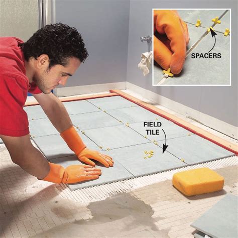 How To Lay Tile Install A Ceramic Tile Floor In The Bathroom Family Handyman