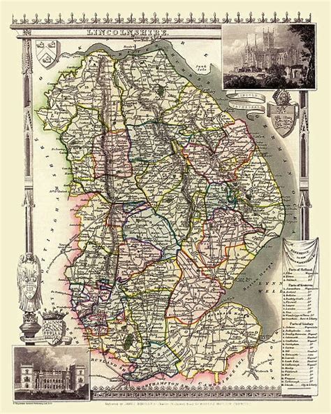 Old County Map Of Lincolnshire 1836 By Thomas Moule 20347911
