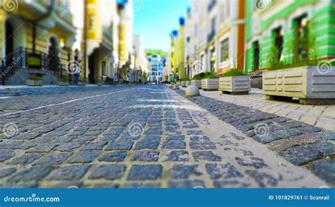 Old Town Street In Retro Colors Stock Image Image Of City Sideway