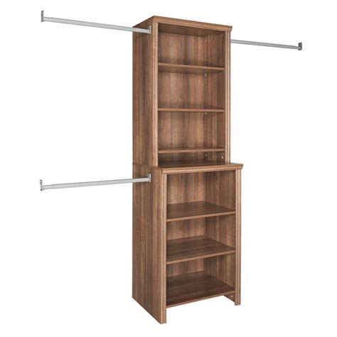 Easy track deluxe tower closet storage wall mounted wardrobe organizer kit system with shelves and drawers, white. ClosetMaid Impressions 25 in. W. Walnut Deluxe Hutch ...