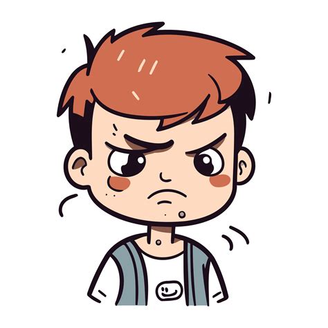 Angry Boy Cartoon Vector Illustration Cute Little Boy With Angry