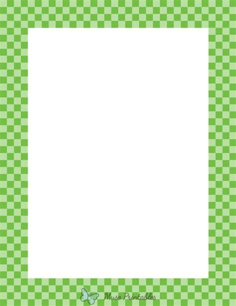 Printable Green Mini Checkered Page Border