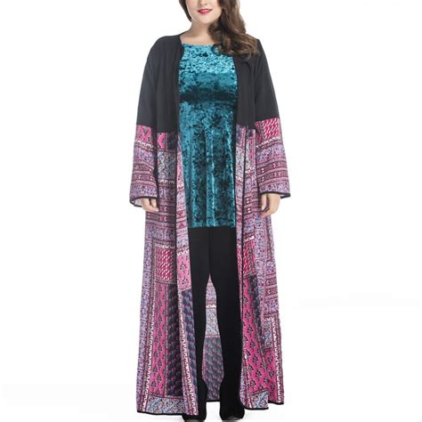 Muslim Women Dress Islamic Abaya Patchwork Long Sleeve Plus Size 5xl
