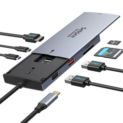 buy usb c hub with m 2 nvme ssd enclosure 7 in 1 docking station hybrid type c multiport