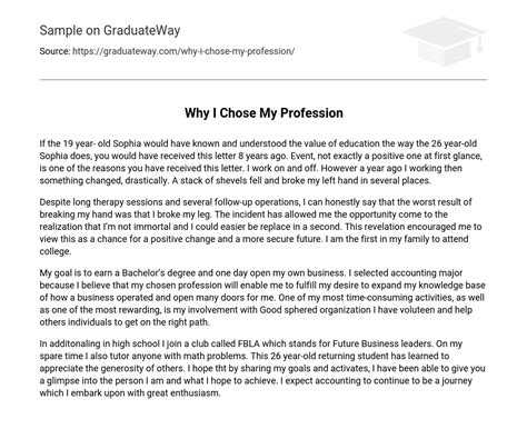 ⇉why I Chose My Profession Essay Example Graduateway