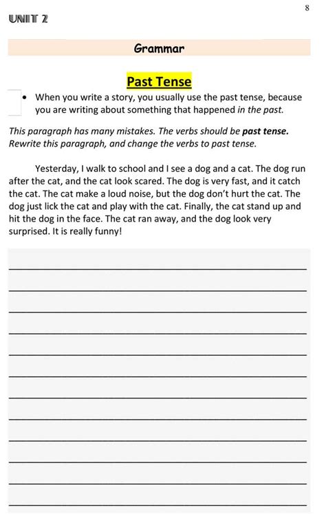 Esl Beginner Writing Past Tense Error Correction Worksheet