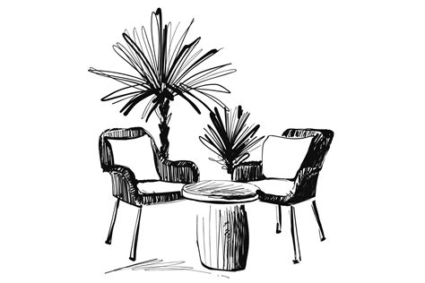 Chair And Table Furniture Sketch Pre Designed Illustrator Graphics