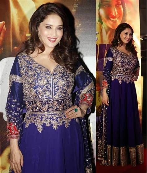 Madhuri Dixit In Anarkali Suits And Sarees Pics 2014 Latest Fashion