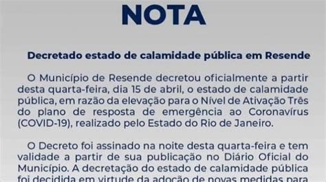 Resende E Mais 65 Cidades Do Rj Decretam Estado De Calamidade Pública Jornal Beira Rio
