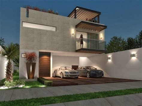 Fachada com uma estrutura moderna e diferenciada. Hermosa fachada minimalista con terraza | Fachadas de ...