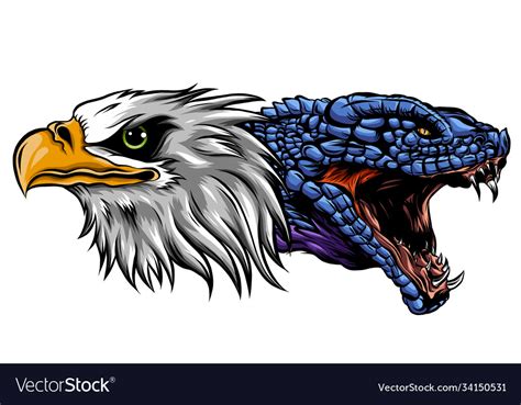 Eagle Fighting A Snake Serpent Tattoo Style Vector Image