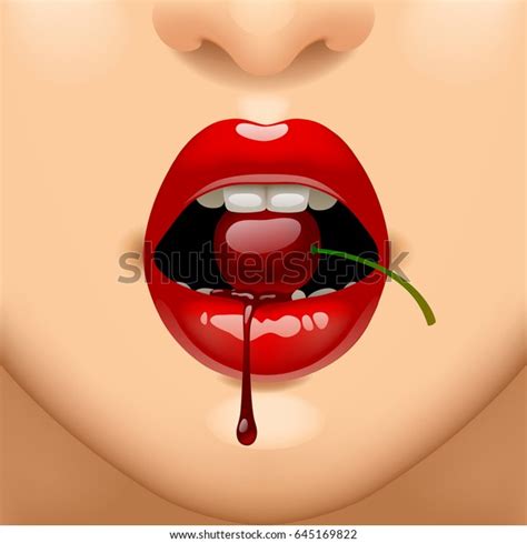 Part Female Face Sexy Red Lips Stock Vector Royalty Free 645169822