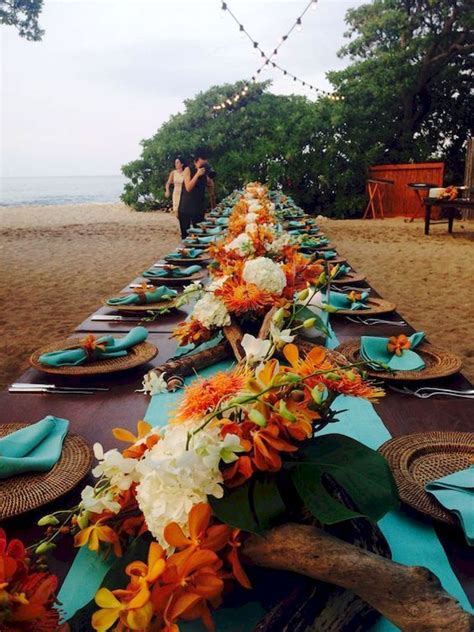 Hawaiian luau style wedding rehearsal dinner. 16 Romantic Tropical Wedding Ideas Reception Centerpiece ...