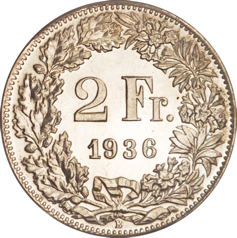 Son code iso 4217, utilisé par les banques et les institutions financières est chf : 2 francs Helvetia debout (argent) - Suisse - Numista