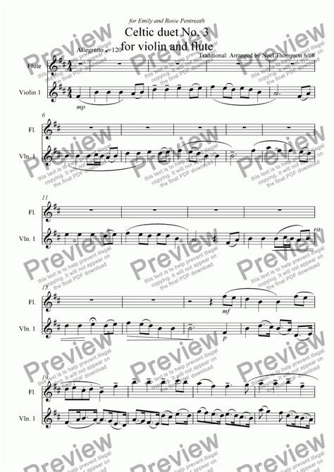 Celtic Duet No3 For Violin And Flute Download Sheet Music Pdf File