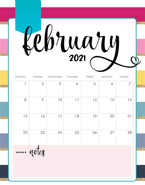Calendar February 2021 Printable PDF Holidays Template - One Platform For Digital Solutions ...