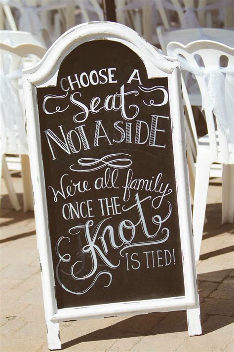 Choose A Seat Not A Side Rustic Wedding Chalkboard Sign
