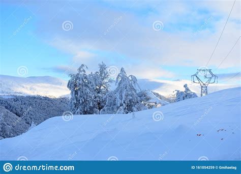 Winter Mountain Landscape With Trees And Snow Stock Image Image Of