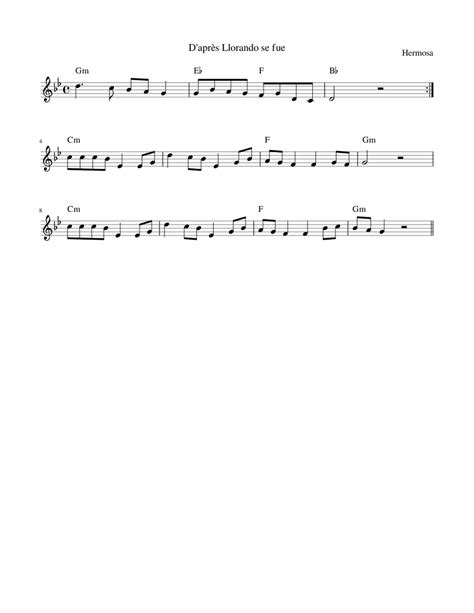 Llorando Se Fue Sheet Music For Piano Solo Download And Print In