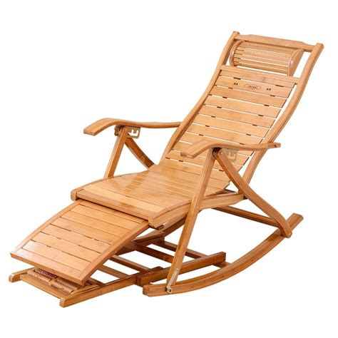 2018 Modern Foldadble Bamboo Rocking Chair Recliner With Ottoman Indoor
