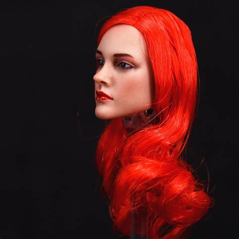 16 Sexy Female Red Long Curls Hair Head Sculpt For 12 Action Figure