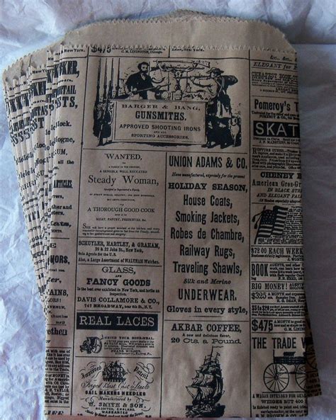 25 Vintage Newsprint Newspaper Brown Paper Kraft Bags