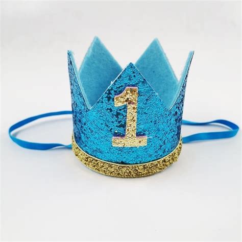 Buy Boy Blue Silver First Birthday Hat Girl Gold Pink Princess Crown