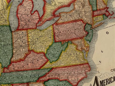Vintage Large American Railroad Map 1875 Old Map Print Etsy