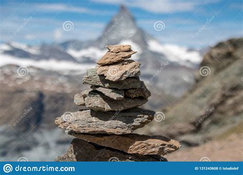 View Balance Stones Far Away Matterhorn Mountain Stock Photo Image