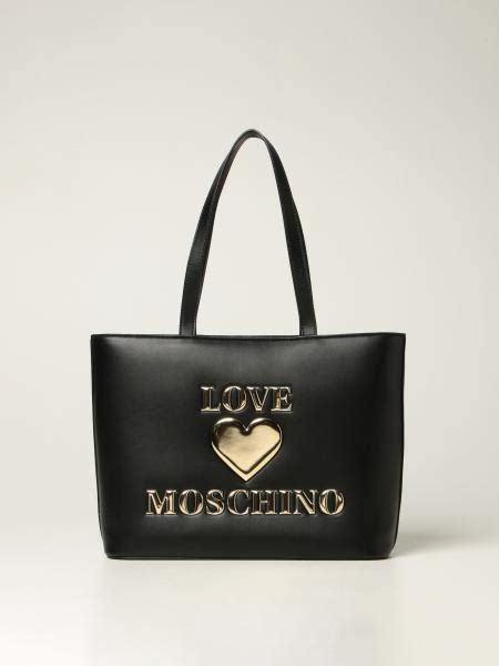 Love Moschino Shoulder Bag With Logo Black Love Moschino Tote Bags