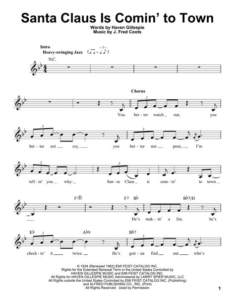 Santa Claus Is Comin To Town Pro Vocal Print Sheet Music Now