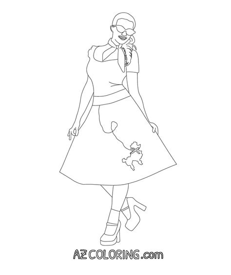 Poodle Skirt Coloring Page Coloring Home