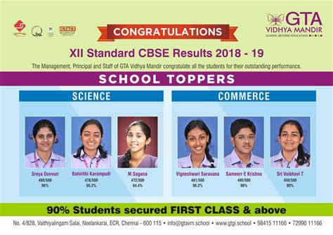 Gtavm 12th Standard Student School Toppers 2018 19 Student Education
