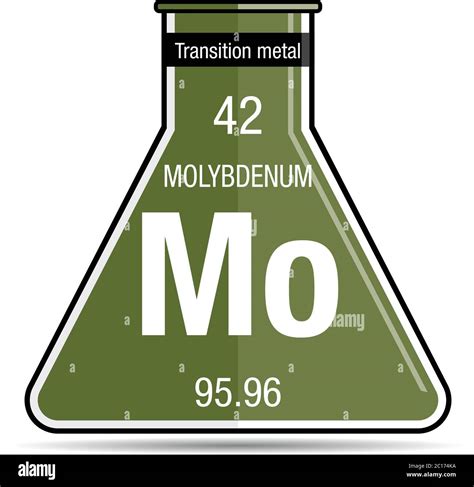 Símbolo De Molibdeno En Matraz Químico Elemento Número 42 De La Tabla