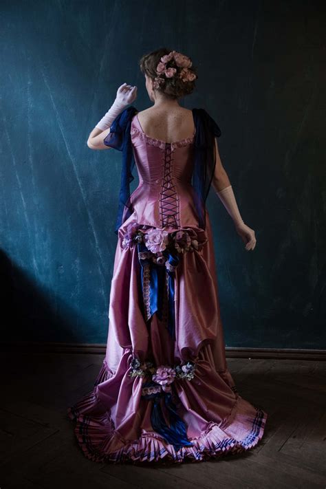 Rose Taffeta 1880s Flower Dress The Age Of Innocence Dress Etsy