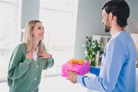 Portrait Of Two Attractive Cheerful Careful Sweet People Guy Handling