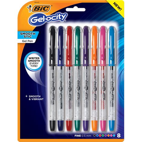 Bic Gel Ocity Smooth Gel Stick Pens Assorted Colours Fine 05 Mm 8