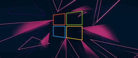 2560x1080 Resolution Windows 10 Neon Logo 2560x1080 Resolution