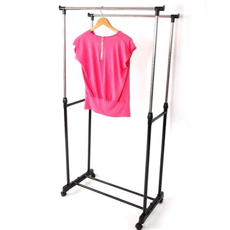 Dual Bar Vertical And Horizontal Stretching Stand Clothes Rack With Shoe