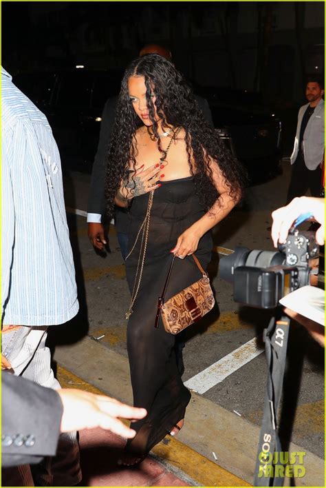 rihanna steps out in a sheer look for a date night with a ap rocky at art basel in miami photo