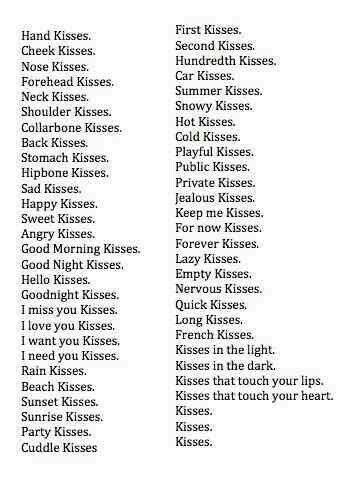 All Kinds And Types Of Kisses Types Of Kisses Writing Romance